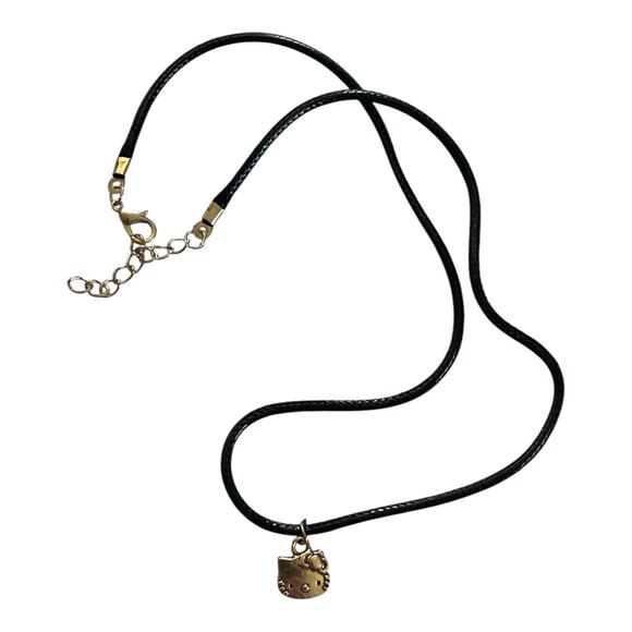 Hello Kitty Charm Necklace | Silver Pendant on Black Cord | Kawaii Jewelry Gift - Picture 4 of 4